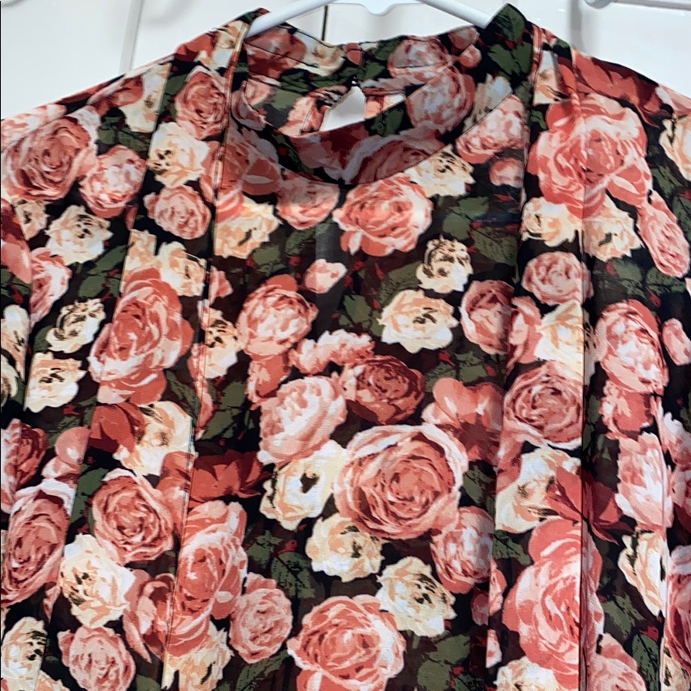 Forever 21 Small Pink and Black Floral Print Blouse - Picture 13 of 13